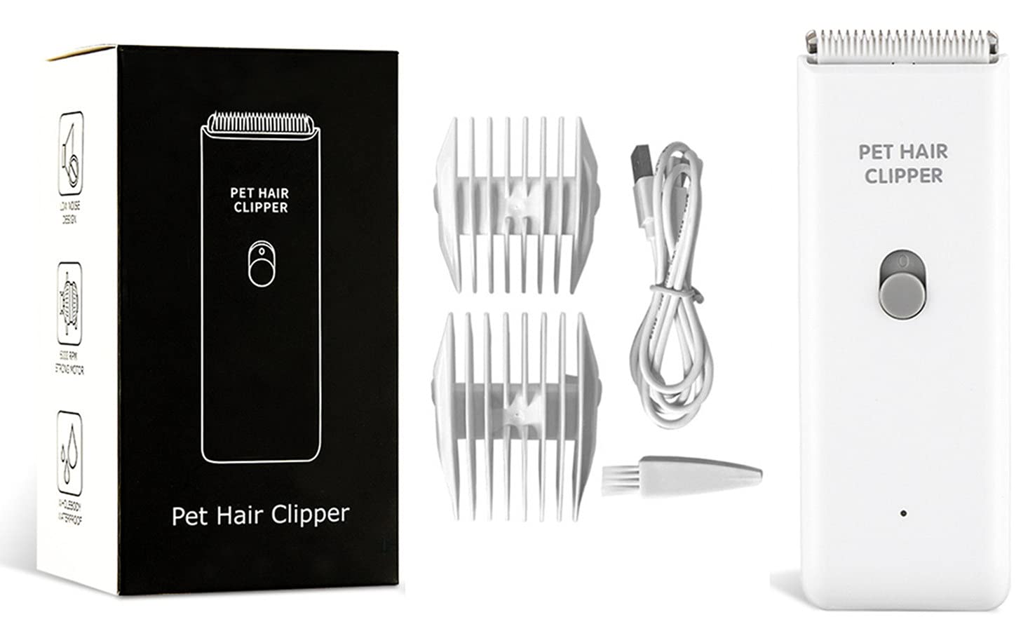 Tileon Dog Clippers,Quiet Washable Usb Rechargeable Cordless Dog Grooming Kit,Electric Pets Hair Trimmers Shaver Shears For Dogs And Cats White