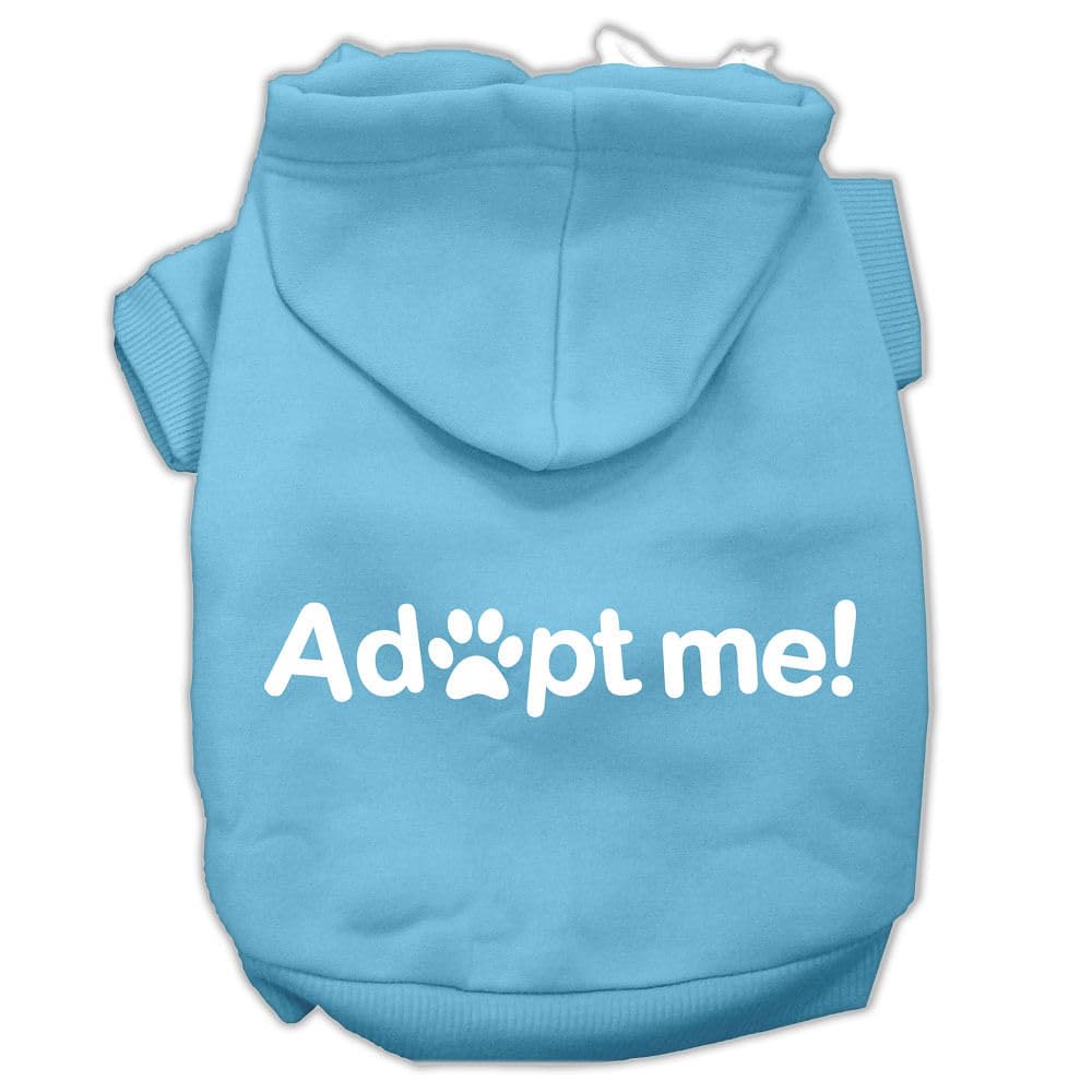 Pet, Dog & Cat Hoodie Screen Printed, 'Adopt Me' Baby Blue Sm (3-6 Lbs.)