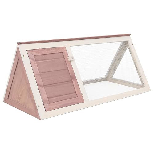 'vidaXL Rabbit Cage - Outdoor Brown Fir Wood Animal Cage with Wire Grid, Easy-to-Open Door, Weather-Resistant Design for Rabbits and Small Animals