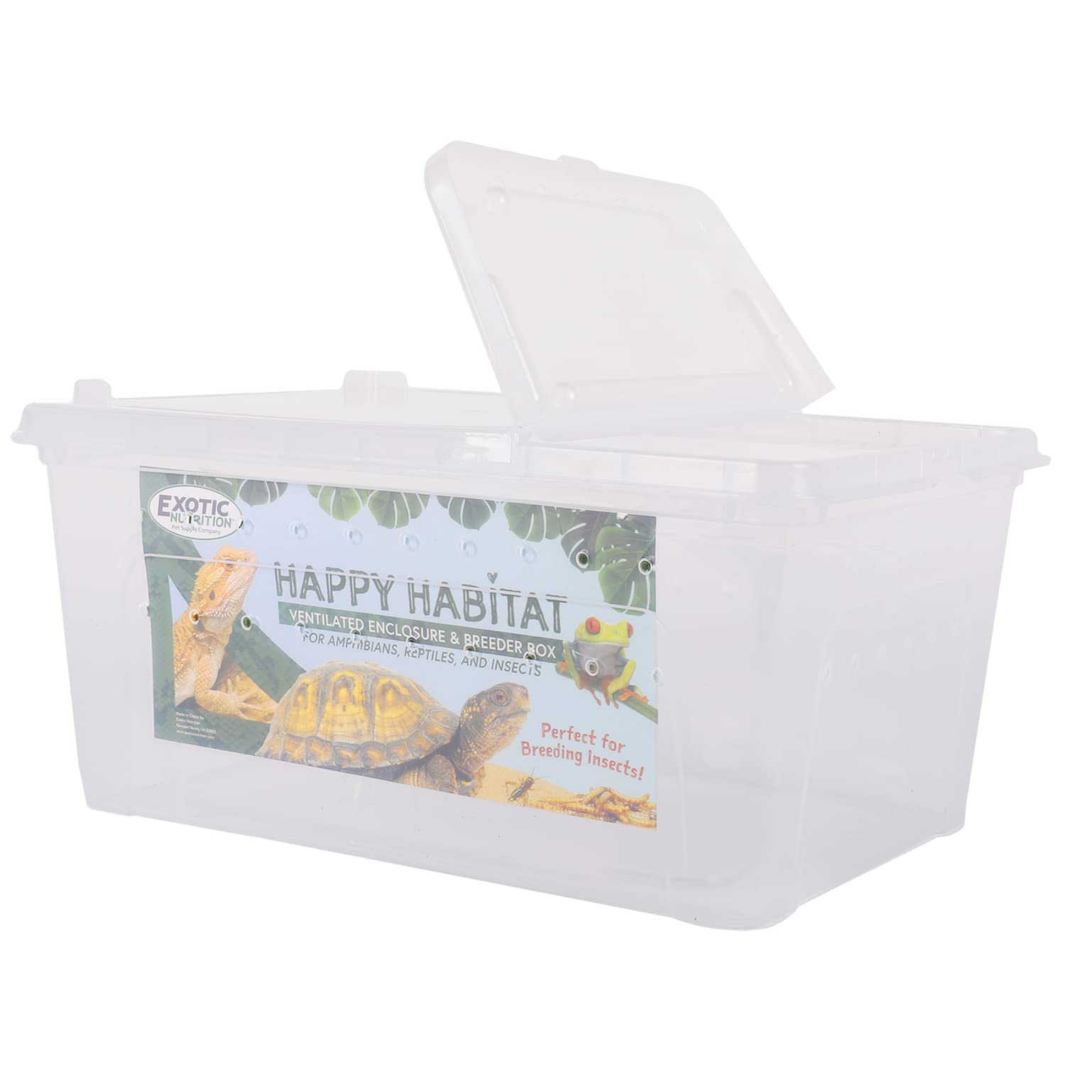 Happy Habitat - Ventilated Enclosure & Breeder Box - For Live Feeder Insects, Reptiles, Amphibians & Other Small Pets - Durable