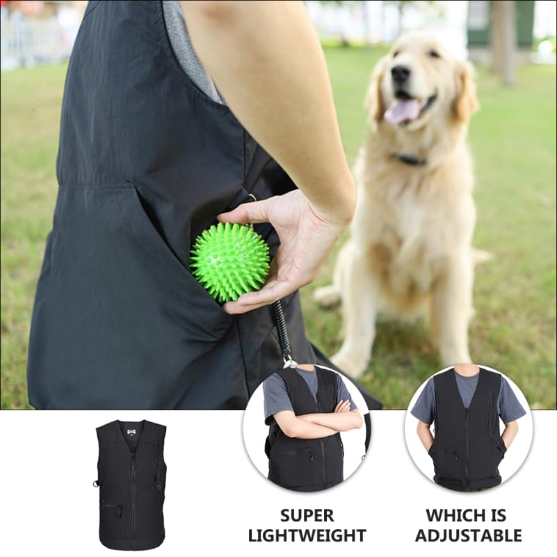 Dog Handler Training Vest With Multi Pockets, Pet Trainer Clothes Black Trainer Vest With Adjustable Waist, Lightweight And Brea