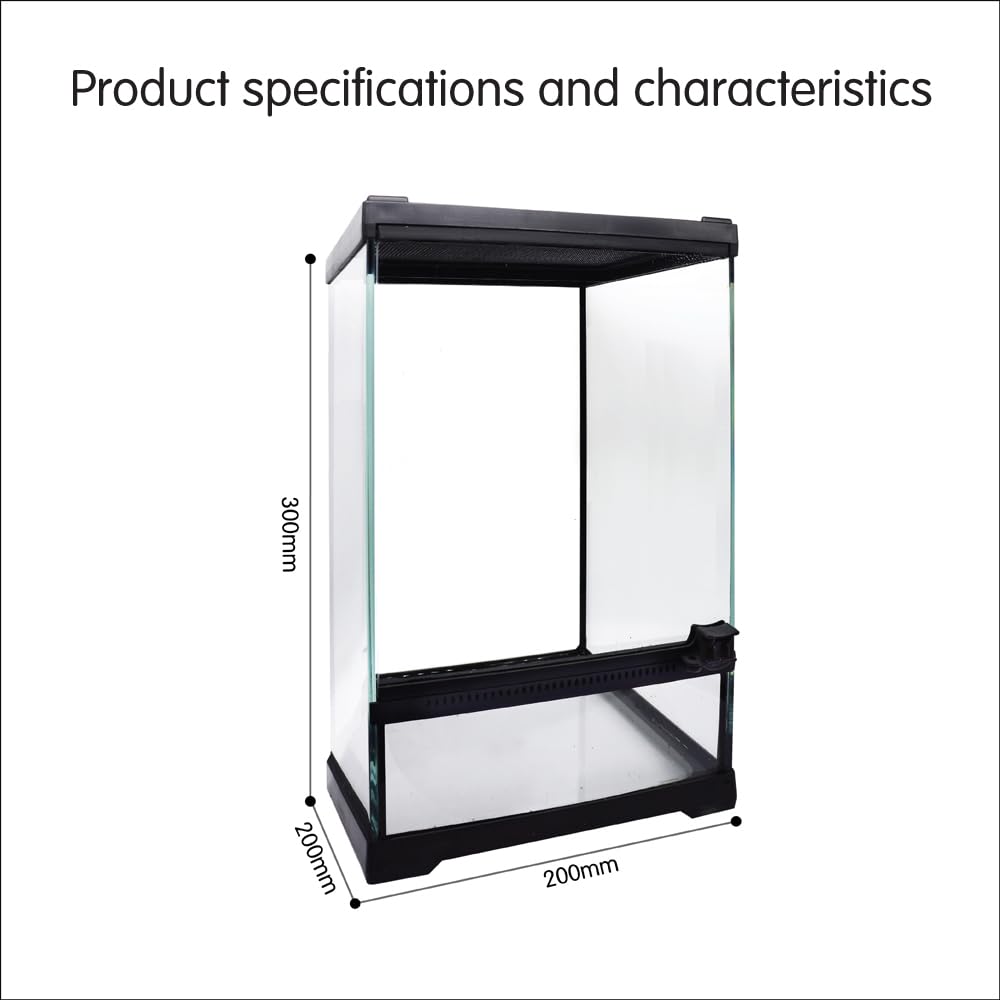 Waazoorep Mini Reptile Glass Terrarium Tank 8''X8''X12 Full View With Front Opening Door And Enclosure Habitat Cage For Leopard