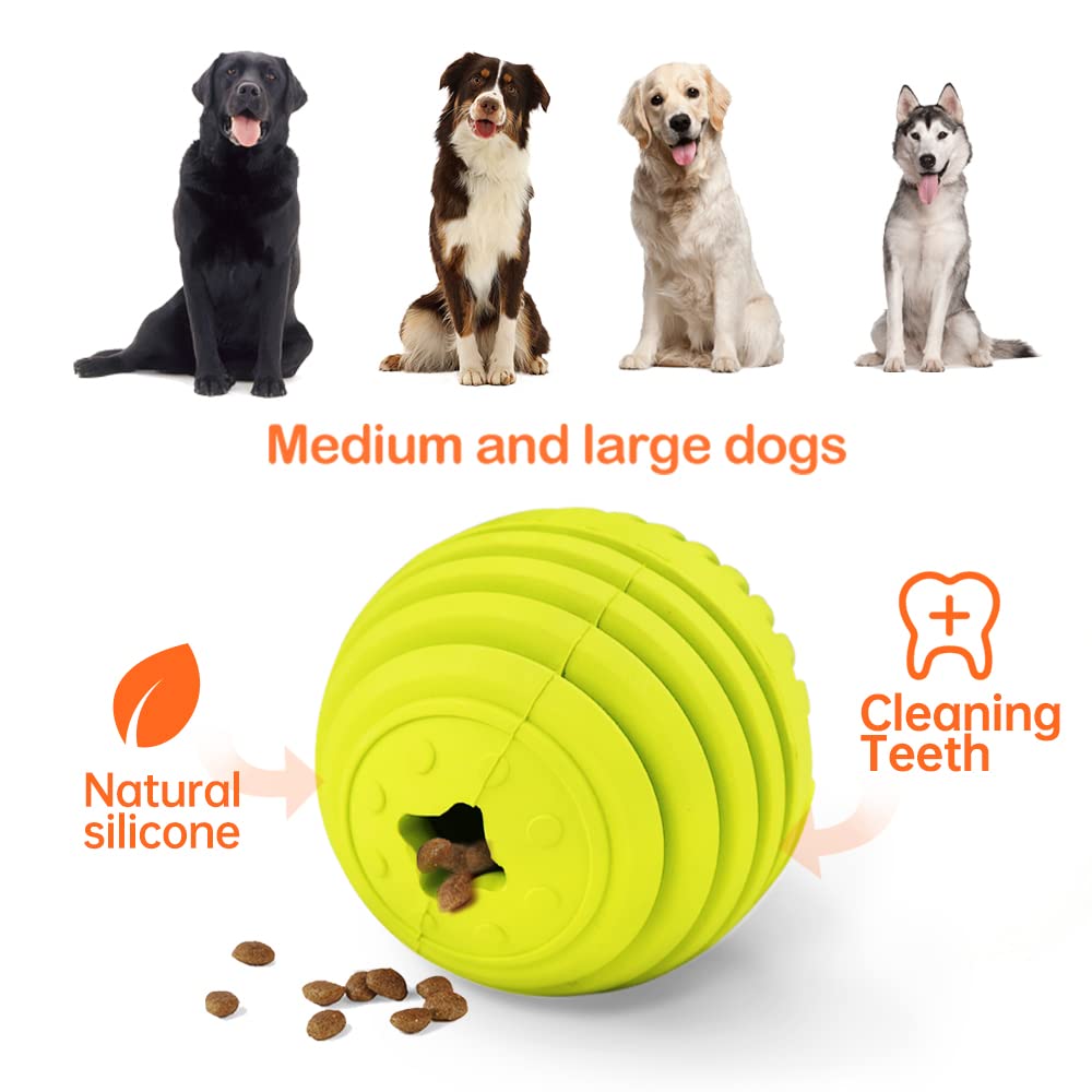 LaRoo Dog Feeder Puzzle Toy Ball, Natural Rubber Dog Chew Toy Snack Dispenser, Bite Resistant Interactive Dog Toy Treat Dispensi