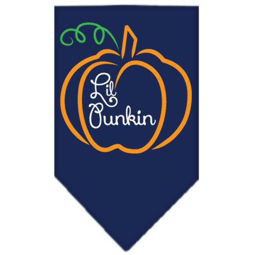 Halloween Pet and Dog Bandana Screen Printed, &quot;Lil Punkin&quot; Navy Blue Large