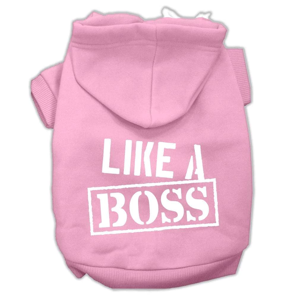 Pet, Dog & Cat Hoodie Screen Printed, 'Like A Boss' Blue Lg (10-14 Lbs.)