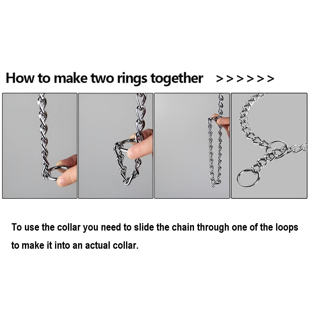 SGODA Chain Dog Training Choke Collar, 304 Stainless Steel, Total Length 22 in, 3 mm