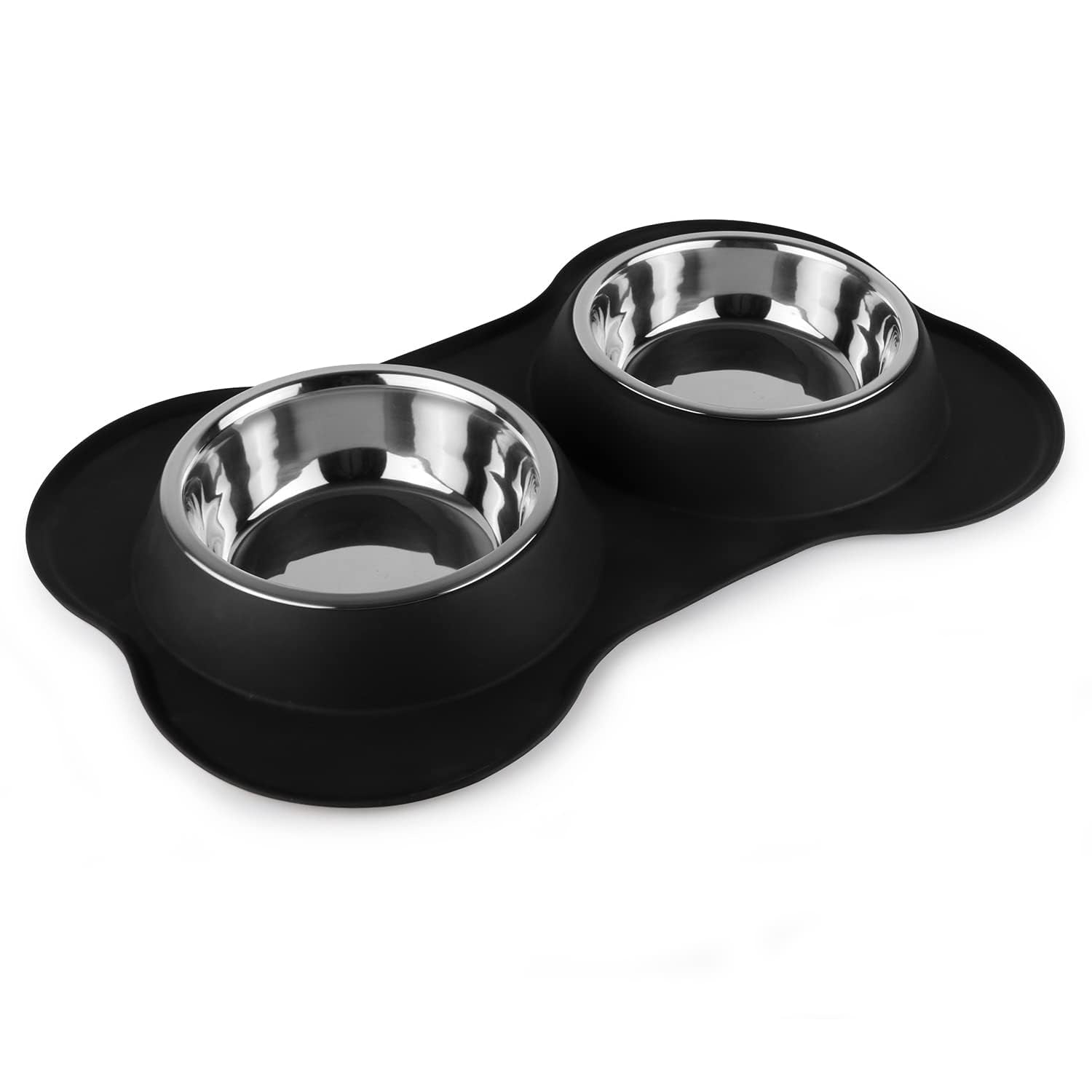 Smitex Stainless Steel Dog Bowl Set With NonSlip Silicone Mat Silicone Bowl Mat For Dog, Puppies & Cat (400 Ml)