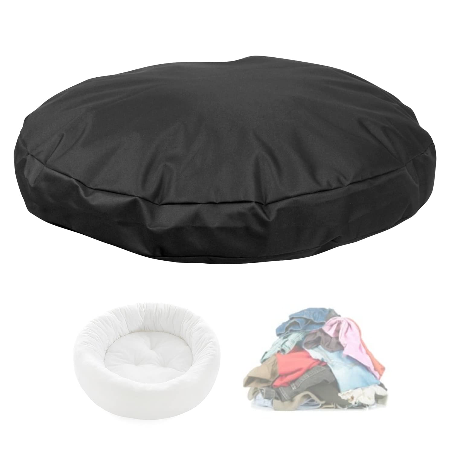 Selugove Round Dog Bed Replacement Cover 36D × 4H Inches Washable Black Thickened Waterproof Oxford Fabric With Handle And Zipper Reusable Dog Bed Liner For Small To Medium 25-35 Lbs Puppy