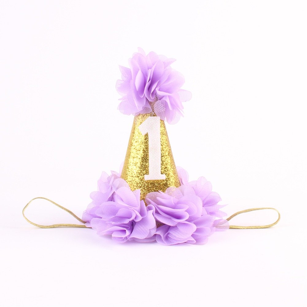 Stock Show 1St Pet Birthday Cone Hat Dogs Cats Holiday Party Hat Headwear Costume With Flowers Accessories And Adjustable Headband For Small Medium Dogs Cats Pets Baby, Purple