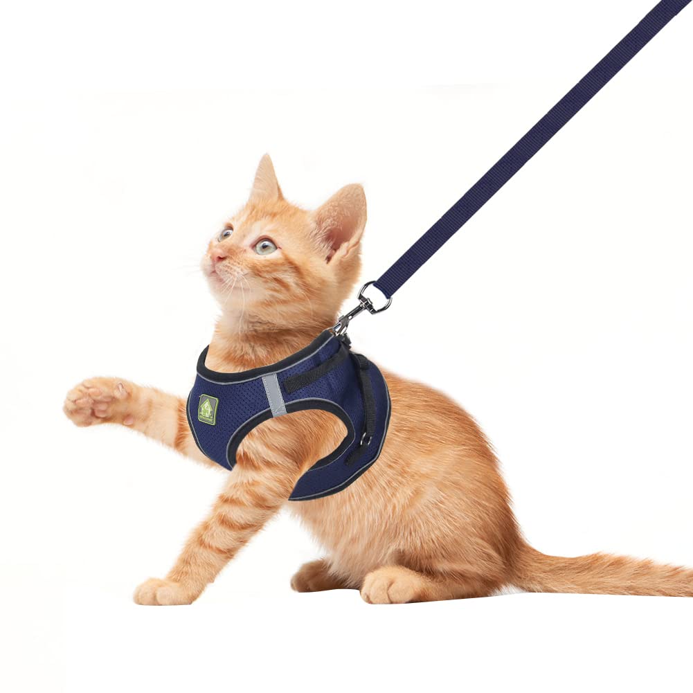 Feimax Dog & Cat Harness Set, No Pull, Reflective, Adjustable, Soft Mesh, Red, M (Chest 13.7-15.7'')