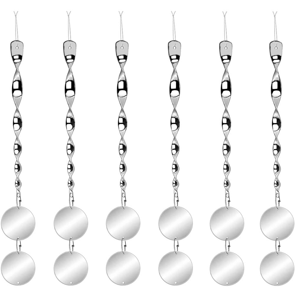 Chephon Bird Scare Rods with Reflective Discs Reflectors - Upgraded Bird Spinner Scare Device of Twisting Rods and Disks to Keep