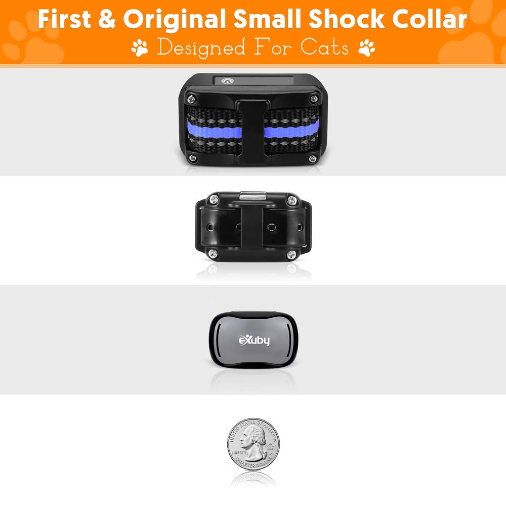 eXuby Cat Training Collar w/Remote - 3 Correction Modes, 9 Intensity Levels, Small, Gray, Water Resistant