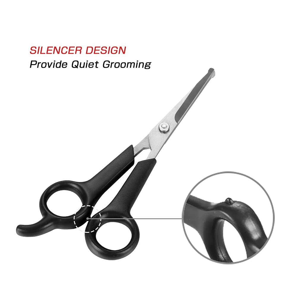 Chibuy Pet Grooming Scissors Set For Dogs & Cats With Safety Round Tips Dog Eye Cut Stainless Steel Dog Grooming Scissors Kit, Home Professional Pet Grooming Tools -For Large & Small Animals