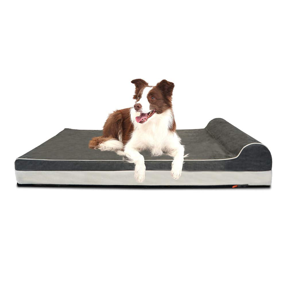 Laifug Orthopedic Memory Foam Extra Large Dog Bed With Pillow And Durable Water Proof Liner & Removable Washable Cover & Smart D