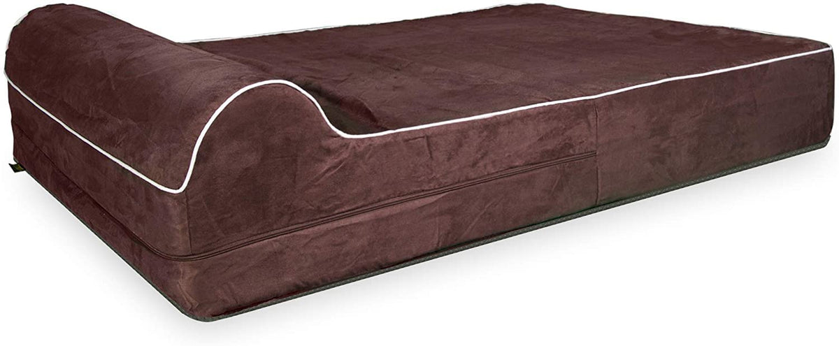 Kopeks Dog Bed Replacement Cover Memory Foam Beds - Brown - Extra Large (Jumbo Size)