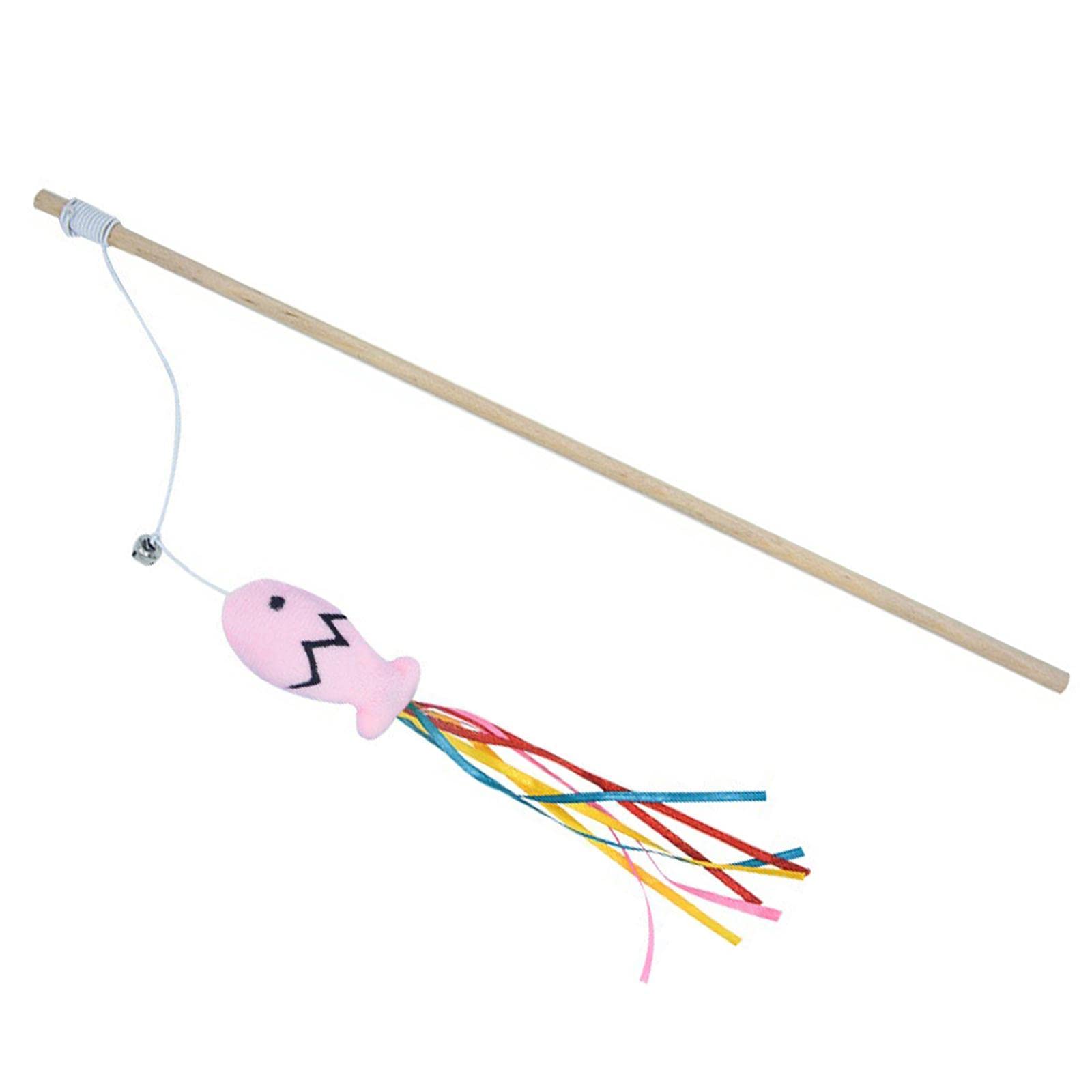 Ecomistiq Cat Wand Toy Teaser Fun Playing Scratching Interactive Kitten Toys Pink| Toys| Supplies |Pet