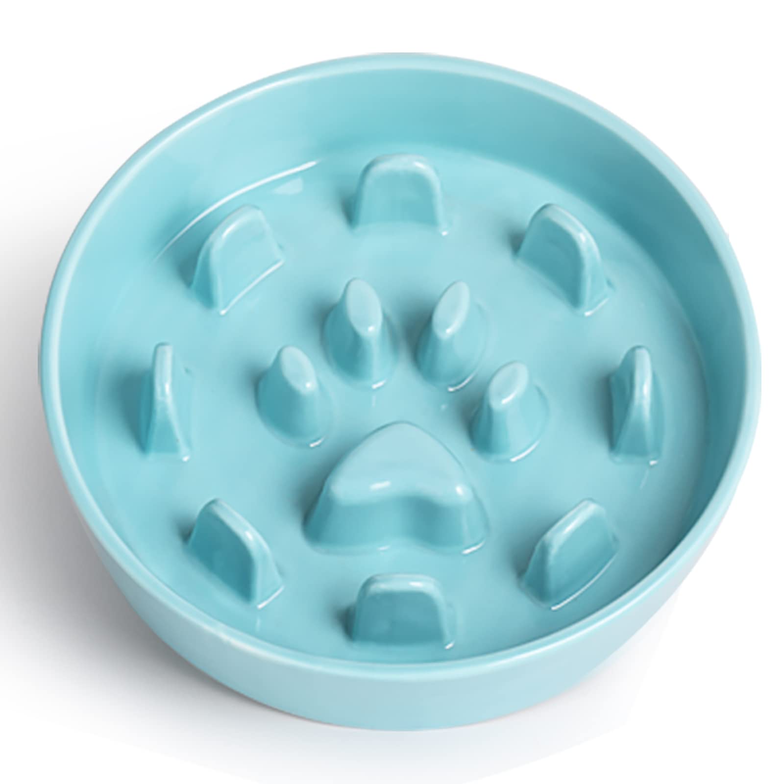 Slow Feeder Dog Bowls, Ceramic Fun Slow Eater Bowl For Small Medium Breed (Turquoise)