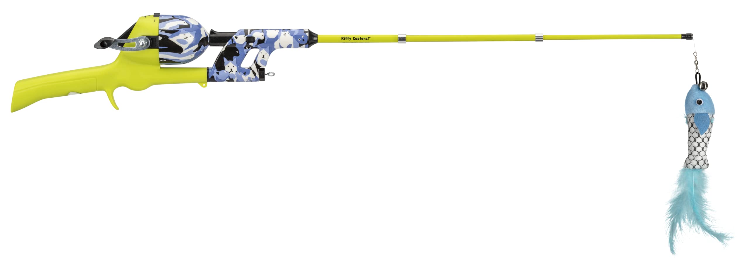 Cat Caster Fishing Pole Toy | Tangle Free & Easy To Store. Includes One Soft Toy And 2 Plastic Fish | The Ultimate Gift For Kitt