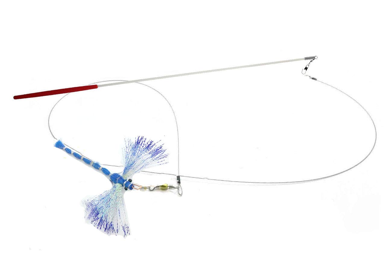 Cat Toy Teaser Wand - Dragonfly Katfly Teaser And Teaser Wand - Blue