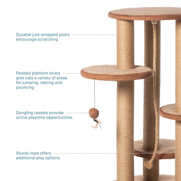 Prevue Pet Products 7150 Kitty Power Paws Multi-Platform Posts With Tassels Cat Scratcher, Natural