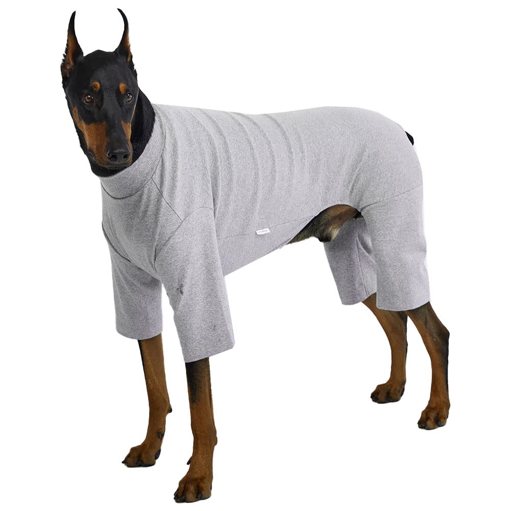 Lucky Petter Small Dog Pajamas Basic Onesie Doggie Jammies Stretchable Dog Jumpsuit Bodysuit Pjs (4X-Large, Basic Gray)