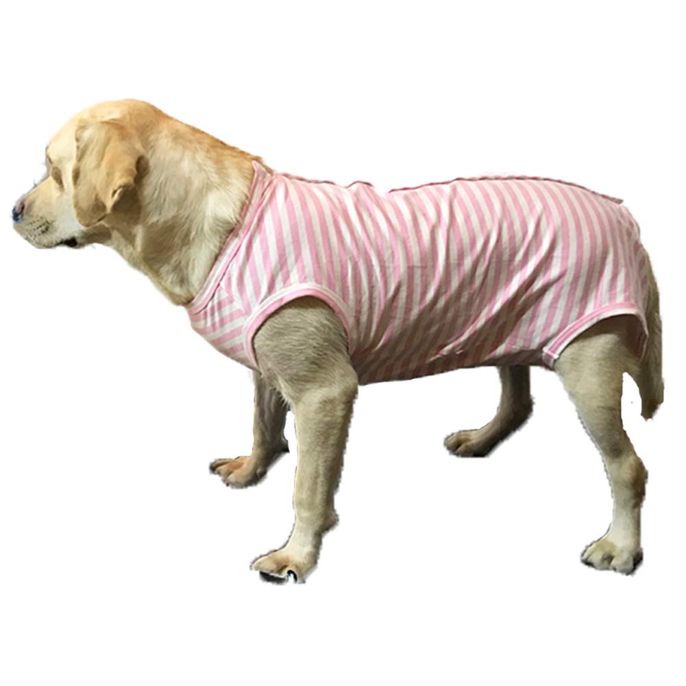 Dogs Recovery Suit Post Surgery Shirt For Female Male Dog, E-Collar Alternative Wound Protective Clothes (Pink White Stripe-5Xl)