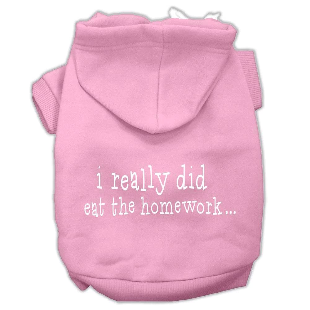 Pet Dog & Cat Hoodie Screen Printed, &quot;I Really Did Eat The Homework&quot; Brown XS (0-3 lbs.)
