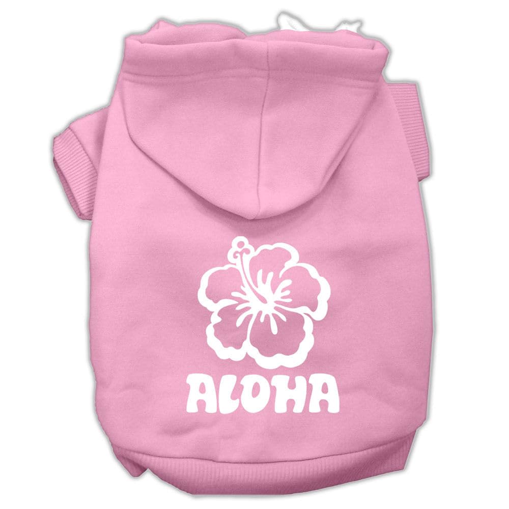 Pet, Dog & Cat Hoodie Screen Printed, 'Aloha Flower' Light Pink Sm (3-6 Lbs.)
