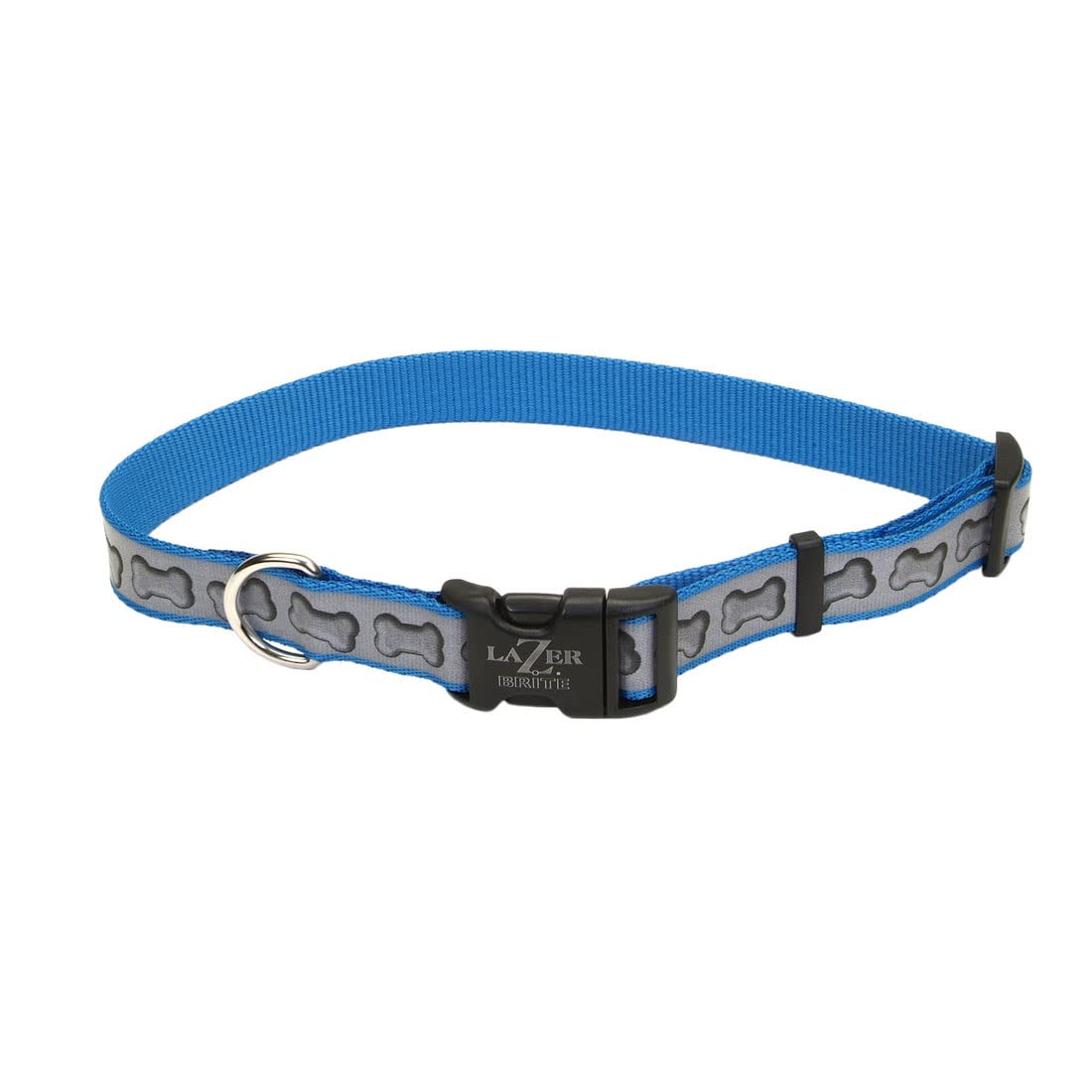 Coastal Pet - Lazer Brite - Reflective Adjustable Dog Collar, Turquoise Bones, 5/8' X 12'-18'