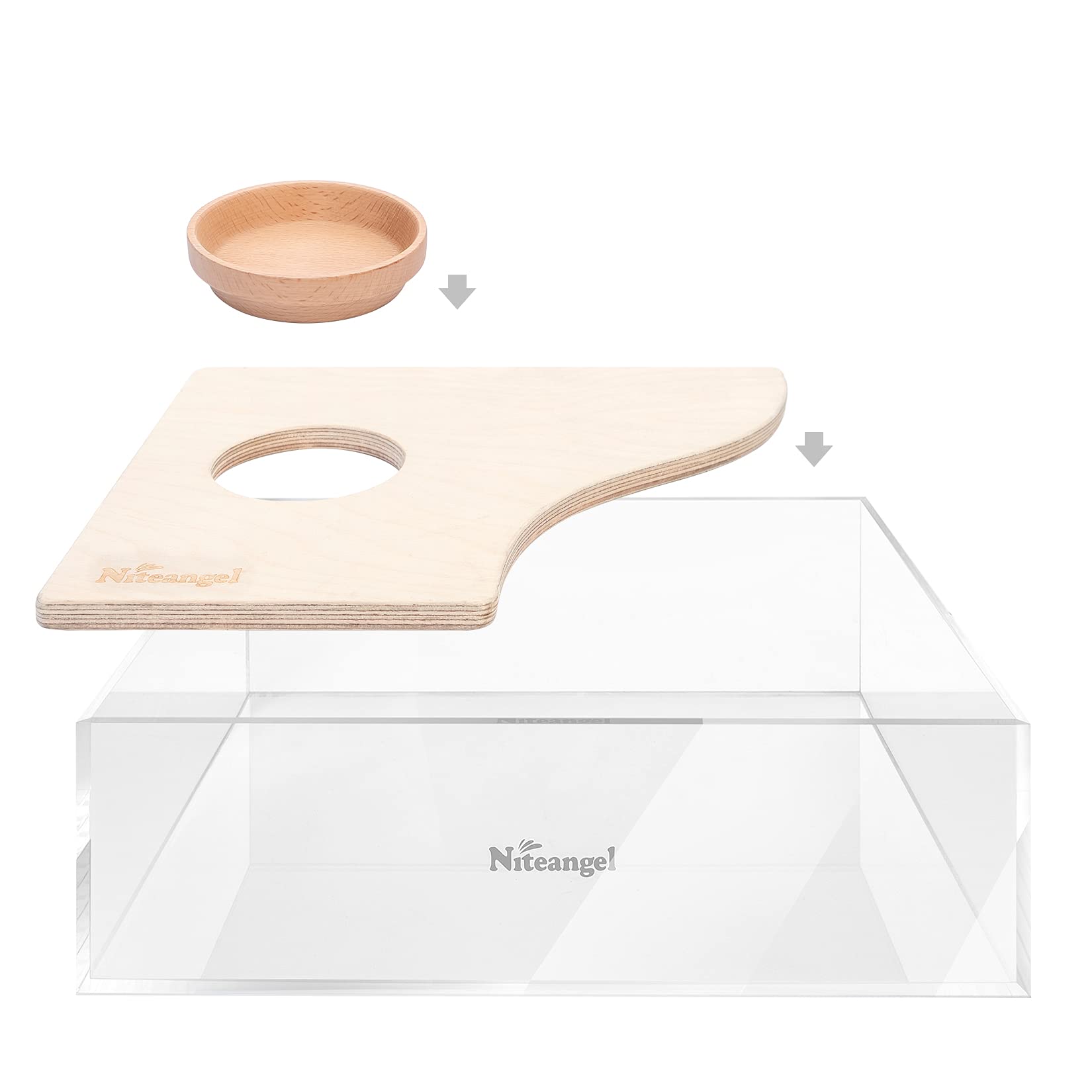Niteangel Small Animal Sand-Bath Box: - Acrylic Critter'S Sand Bath Shower Room & Digging Sand Container For Hamsters Mice Lemming Gerbils Or Other Small Pets (Rectangle, Birch-Wood)