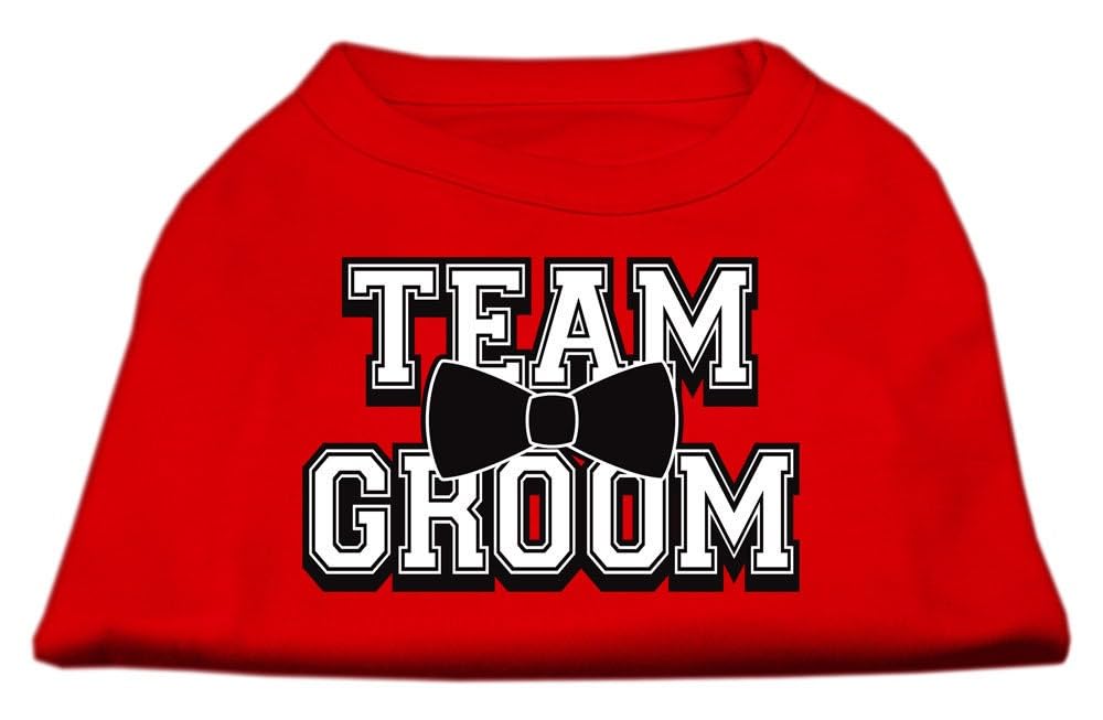 Pet Dog & Cat Shirt Screen Printed, 'Team Groom' Red Lg (10-14 Lbs.)