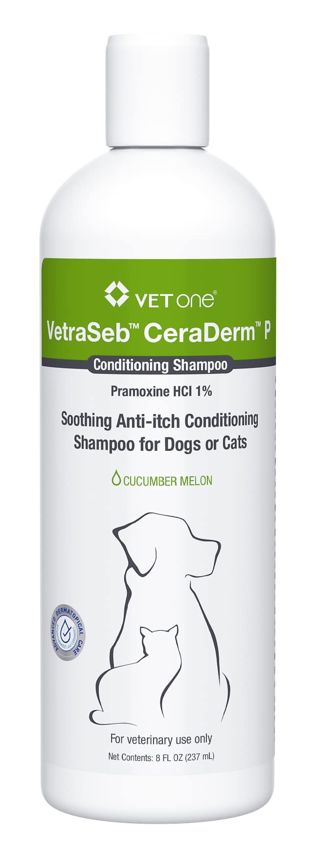 VetOne Dog Shampoo and Conditioner - VetraSeb CeraDerm Conditioning Shampoo for Dogs, Cat Friendly, Cucumber Melon Sensitive Ski