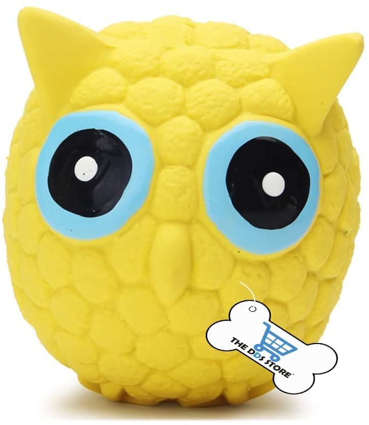 THE DDS STORE Dog Squeak Toy Latex Puppy Play Owl Ball Dog Toy, Interactive Toy for Play & Training1 Piece (Small)