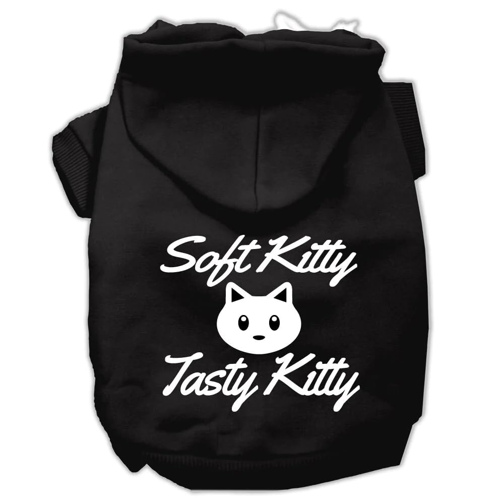 Pet Dog & Cat Hoodie Screen Printed, Soft Kitty, Tasty Kitty Black XL (14-20 lbs.)