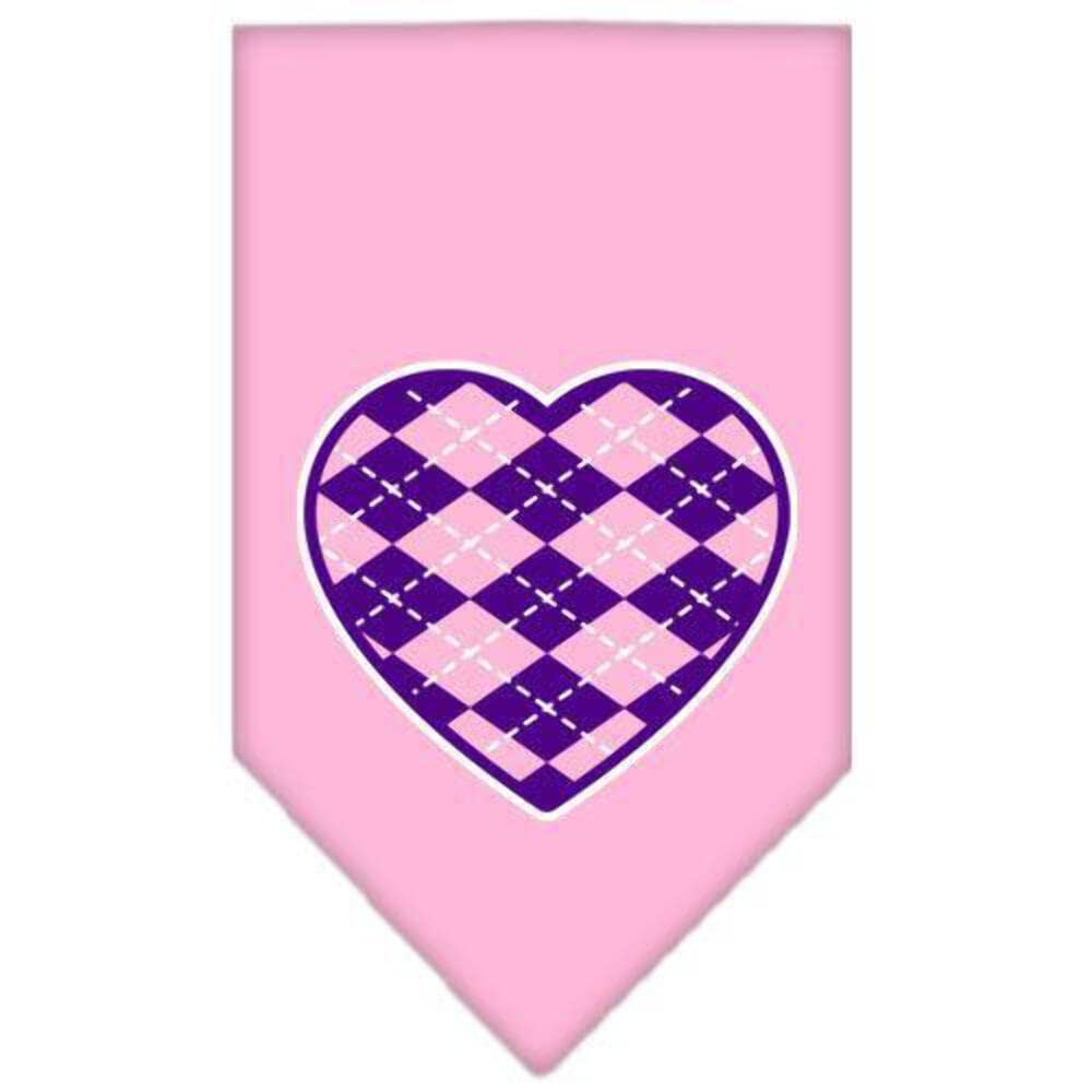 Mirage Pet Products Argyle Heart Purple Screen Print Bandana for Pets, Large, Yellow