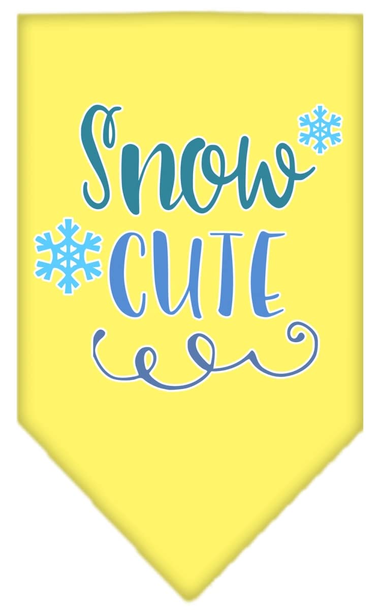 Christmas Pet and Dog Bandana Screen Printed, &quot;Snow Cute&quot; Yellow Large