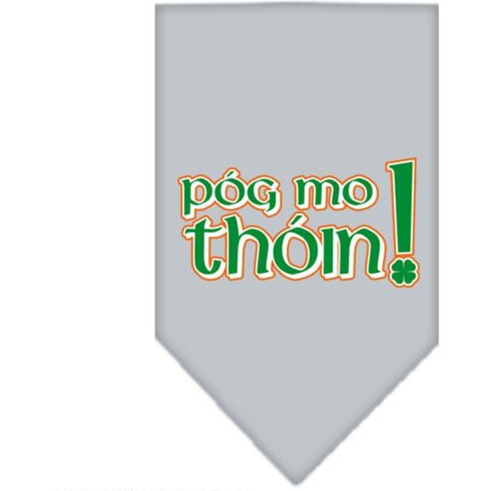 Pet and Dog Bandana Screen Printed, &quot;Pog Mo Thoin&quot; Grey Large