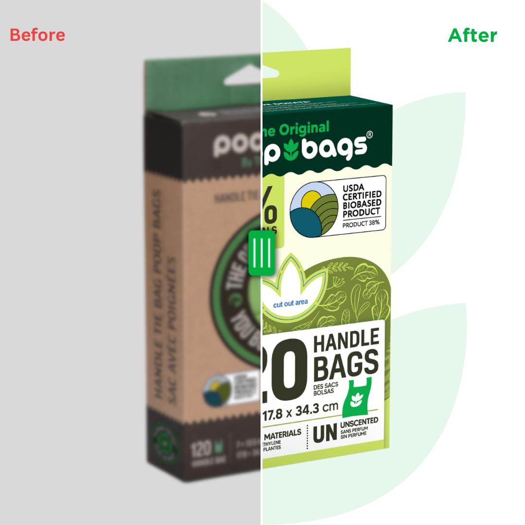 The Original Poop Bags® Dog Bags For Poop, Doggy Poop Bags Refills, Doggy Poop Bags 38% Plant Based Usda, Poop Bags For Dogs, Dog Poo Bags With Handle Tie - Leak Proof & Strong Doggy Bag, Unscented