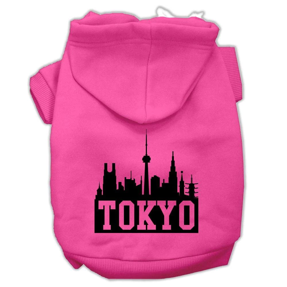 Pet Dog & Cat Hoodie Screen Printed, &quot;Tokyo Skyline&quot; Brown 3XL (25-35 lbs.)