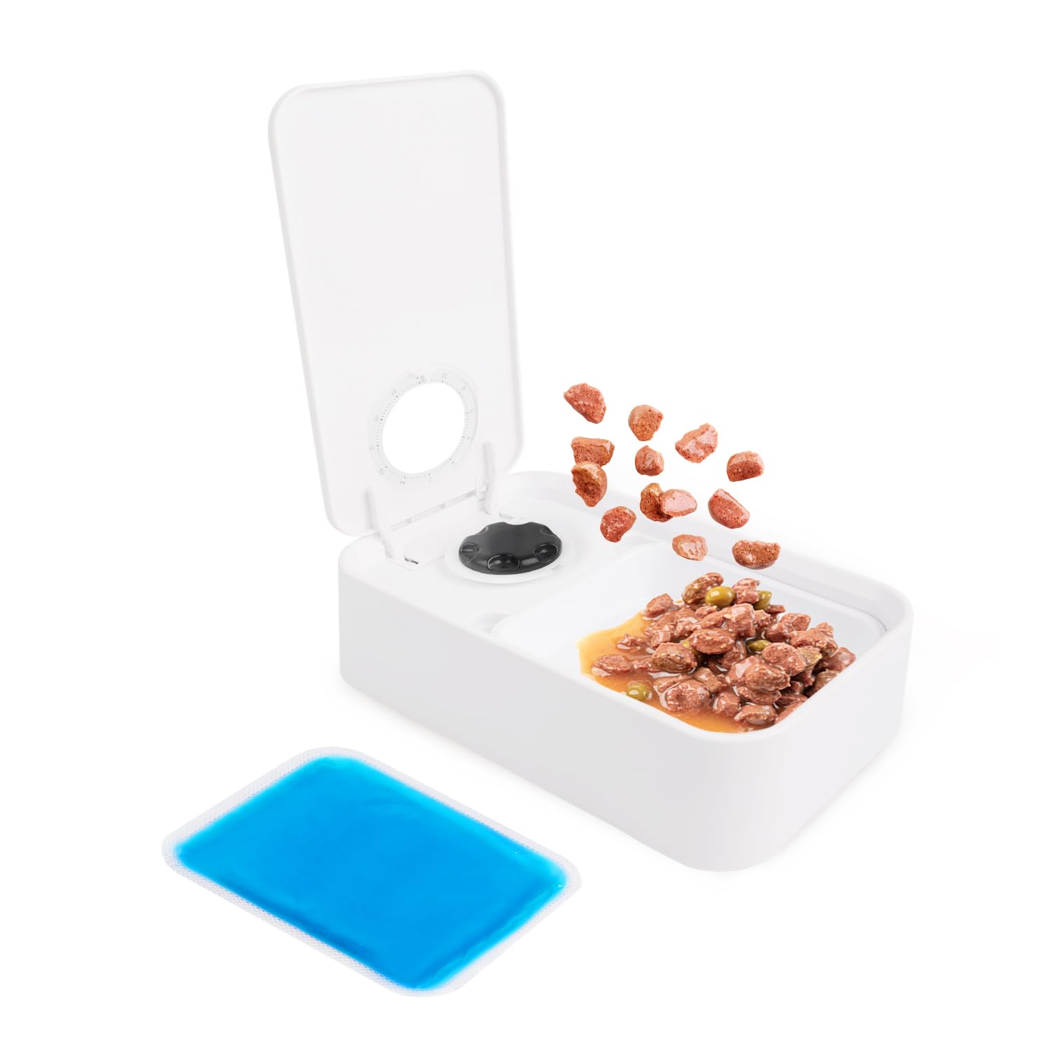 ALL FOR PAWS Timed Dog Feeder with Ice Pack - 1 Meal | Automatic Pet Food Dispenser | Portion Control | Keep Fresh | Ideal for A