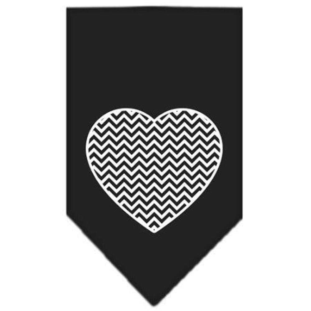 Pet and Dog Bandana Screen Printed, Chevron Heart Bright Pink Large