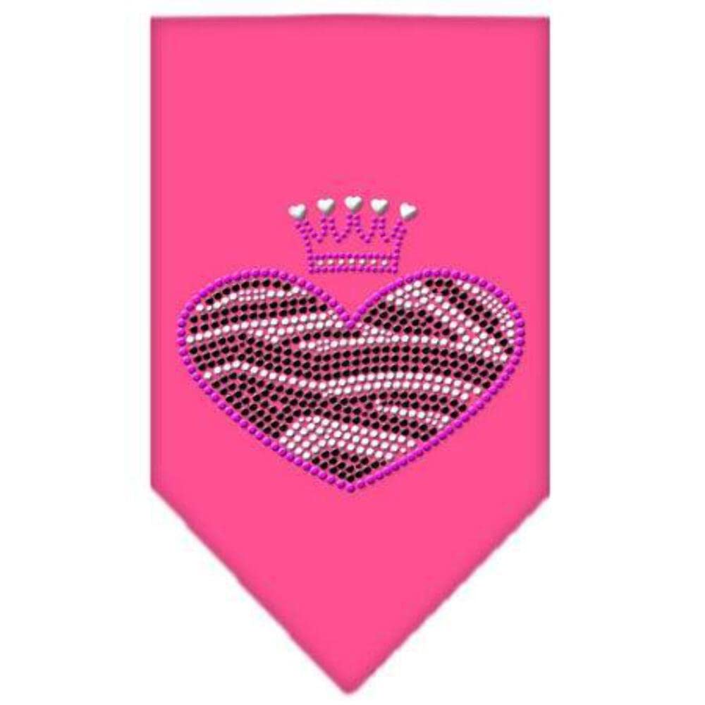 Mirage Pet Products 67-86 LGBPK Zebra Heart Rhinestone Bright Pink Print Bandana, Large