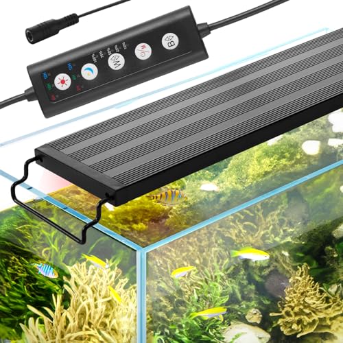 Vevor Aquarium Light, 10W Full Spectrum Fish Tank Light With 5 Levels Adjustable Brightness, Adjustable Timer And Power-Off Memo