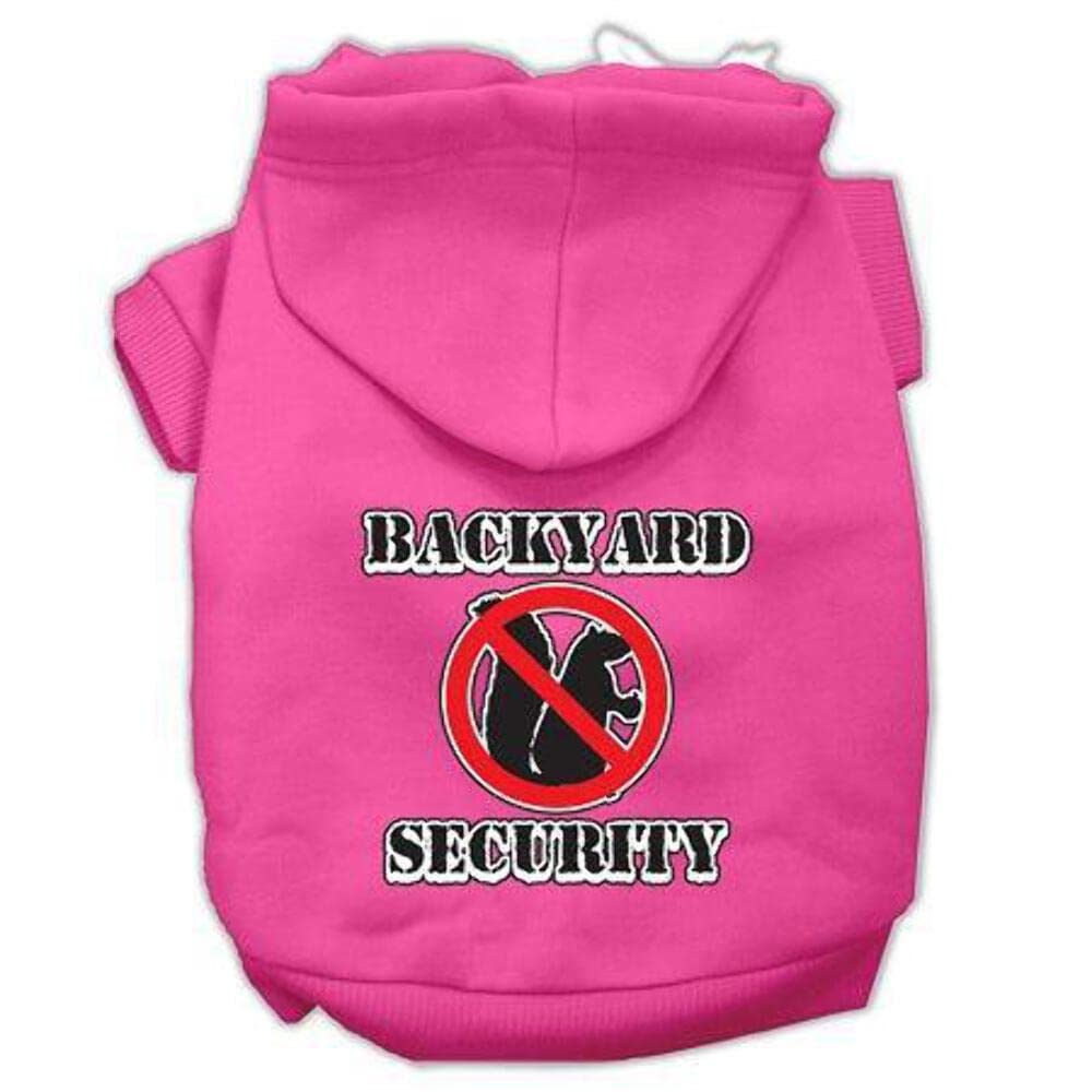 Pet, Dog & Cat Hoodie Screen Printed, 'Backyard Security' Light Pink Lg (10-14 Lbs.)