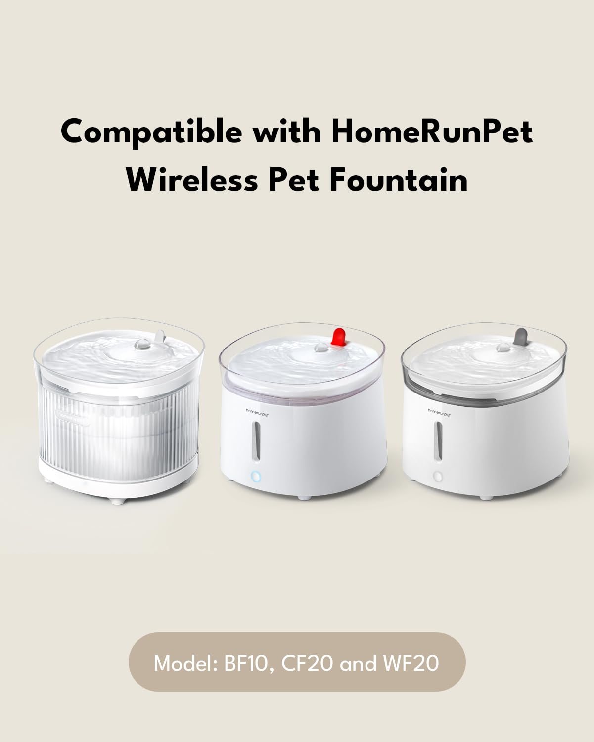 Homerunpet Pet Fountain Filters Replacement for Wireless Pumps Cat Water Fountain Dog Water Dispenser WF20/CF20/BF10