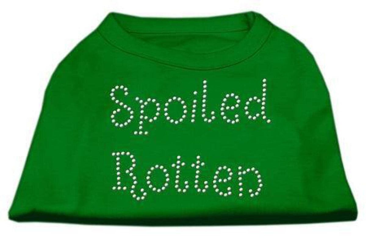 Mirage Pet Products Spoiled Rotten Rhinestone Pet Shirt, Small, Emerald Green