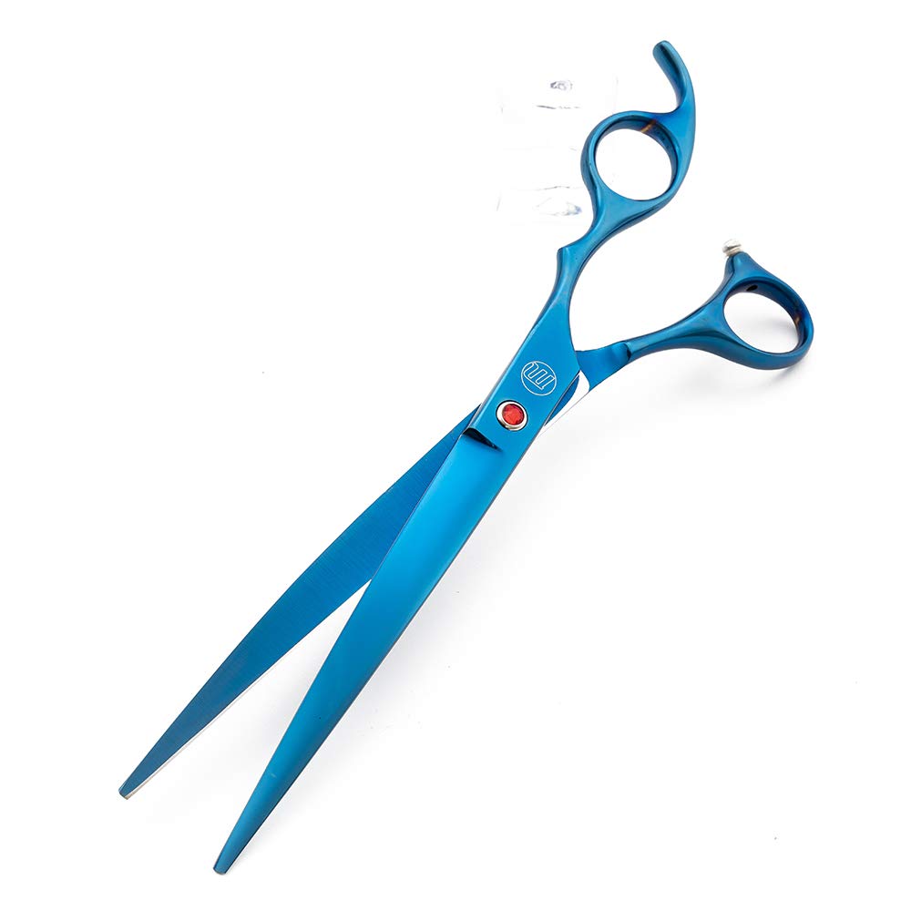 Moontay Professional 8.0' Dog Grooming Scissors Set, 4-Pieces Straight, Upward Curved, Downward Curved, Thinning/Blending Shears For Dog, Cat And Pets, Jp Stainless Steel, Blue