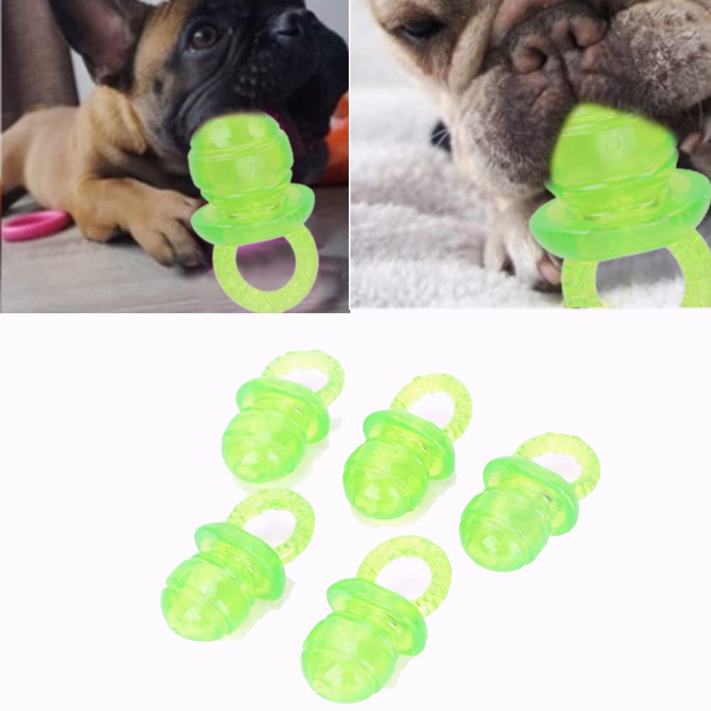 5Pcs Pet Chew Toy Nipple Shape Cat Dog Biting Toy Cute Puppy Kitten Molar Toy Dogs Chew Pacifier Toy Set Pet Interactive Chew Toy (Green)