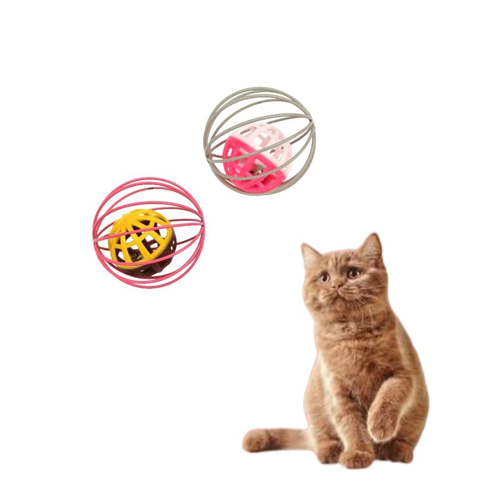 D&C Paws Cat Toys  Interactive Cat Balls With Bell, Colorful Rolling Plastic Toys For Cats And Kittens (Pack Of 1)