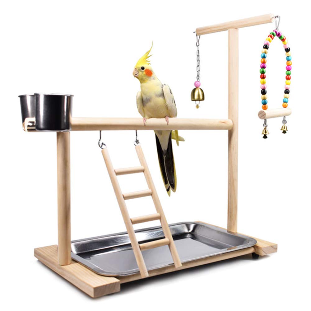 Dbeans Flourithing Bird Playground Parrot Playstand, Bird Play Stand With Feeder Seed Cups, Ladder Hanging Swing Chew Exercise Toys, For Conure Macaw Cockatiel Finch Small Animals